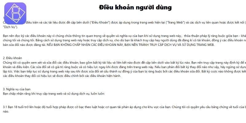 Tìm hiểu các vấn đề có trong quy định và điều khoản sử dụng